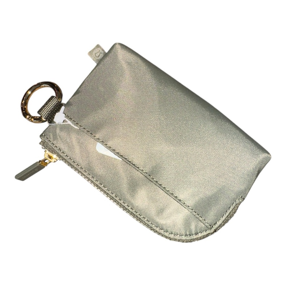 Lululemon Clippable Card Pouch, Bay Leaf Light Ivory Gold Hardware OS NWT - Picture 2 of 3